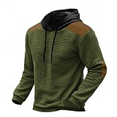 baratos hoodies básicos dos homens-Homens Moletons Waffle Moletom com capuz Preto Verde Cáqui Cinzento Com Capuz Bloco de cor Patchwork Trabalho Desportos e Ar livre Casual Básico Casual Treino Outono Inverno Roupa Moletons Moletons