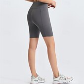 billiga Enkla Leggings-Dam Shorts Damasker Streetwear Ledigt Knelängd Hög midja Slät Elastisk midja Mateial som andas Elastisk Semester Gata Dagliga kläder Svart Blå Grön Ljusgrå Sommar Normal