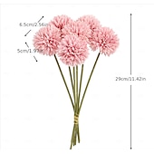 abordables Plantas artificiales-6 bolas de flores artificiales de crisantemo y diente de león para sala de estar, cerámica, decoración de bodas y arreglos florales de imitación.