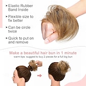 abordables Chignons-Postiche chignon décoiffé, chouchous naturels ondulés et lissés, chignon donut, extensions de queue de cheval pour femmes et filles - #12 brun doré