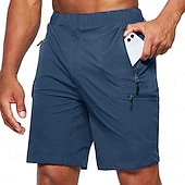 levne Klasický-Pánské Šortky s kapsami Neformální šortky Elastický pas Kapsa na zip Pevná barva Ripstop Prodyšné Venkovní Denní Základní Na běžné nošení Černá Zelená