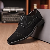 cheap Formal-Men&#039;s Oxfords Brogue Walking British PU Leather Suede Breathable Comfortable Slip Resistant Lace-up Dark Brown Black Blue Fall Winter