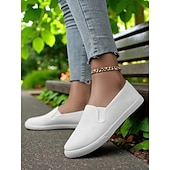 cheap Women&#039;s Sneakers-Women&#039;s Canvas Slip-On Sneakers – Lightweight Minimalist Flats for Daily Errands, Park Walks and Weekend Brunch Outings