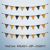 cheap Halloween Outdoor Decor-14x21/20X30cm Halloween Bunting Banner Spooky Party Decoration for Halloween Durable Fabric Banner with Ghost, Pumpkin, and Bat Designs  Indoor/Outdoor Hanging Decor for Home, Office, or Party Venues