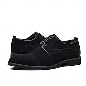cheap Formal-Men&#039;s Oxfords Brogue Walking British PU Leather Suede Breathable Comfortable Slip Resistant Lace-up Dark Brown Black Blue Fall Winter