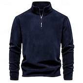 abordables pulls molletonnés-Homme Sweat à capuche zippé Sweat-shirt zippé Sweat à capuche en polaire Kaki clair. Noir Blanche bleu marine Marron Col montant Uni Zip Up Quart de zip Sport &amp; Loisir Occasionnel Quotidien