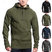 abordables sudaderas de lana-Hombre Sudadera Sudadera con capucha de lana Sudadera táctica con capucha Negro Verde Ejército Azul Marino Gris Oscuro Con Capucha Plano Cerrar Retazos Cremallera de un cuarto Deporte Casual Diario