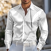 preiswerte Herren Satin Hemd-Herren Geometrisch Farbverlauf Wellen Satinhemd Kleidhemd Knopfhemd Langarm Modisch lässig Urlaub Täglich Sommer Frühling Herbst Umlegekragen Hemden mit Kragen 3D-Druck Gelb Blau Purpur Grün Grau