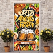 cheap Garage &amp; Door Banners-Oktoberfest Door Decorations German Bavarian Beer Door Covers Door Tapestry Door Curtain Decoration Backdrop Indoor/Outdoor Door Banner for Front Door Office Door