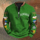 abordables Sudaderas 3D para hombre-Hombre Sudadera Sudadera con un cuarto de cremallera Negro Verde Ejército Azul Real Media cremallera Graphic Bloque de color Letra Deporte Diario Festivos Poliéster Ropa de calle Casual Otoño invierno