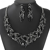 abordables Parures de Bijoux-un parure de bijoux de mariée 1 ensemble Zircon Strass 1 Collier Boucles d&#039;oreilles Femmes Mode Personnalisé Luxe Mignon Fantaisie Forme de Feuille irrégulier Parure de Bijoux Pour Mariage Soirée