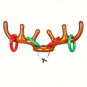 cheap Outdoor Activity-2 Sets of Inflatable Reindeer Antlers Game (2 Inflatable Antler Horns 8 Ringed Reindeer Rings for Throwing) Inflatable Reindeer Antler Hat with Ring Suitable for Family Party Games