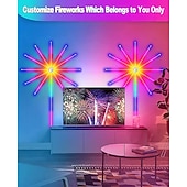 baratos Fitas de Luz Inteligentes-Luzes LED de Fogos de Artifício Inteligentes USB Decorativas para Quarto Luzes LED que Mudam de Cor com Efeito de Explosão Controle Remoto do App da Tira RGB para Halloween