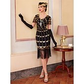 levne Šaty-Retro Řvoucí 20s 20. léta 20. století Bubenové šaty Šaty Úbory Velký Gatsby Svatební host Flitry Třásně Maškarní kostým Dámské Vánoce předvečer Všech svatých Karneval Párty a večer Svatební hostina