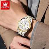 cheap Quartz Watches-OLEVS 3666 Luxury Man Watch Stainless Steel Waterproof Dual Calendar Classic Large Digital Dial Original Quartz Watches
