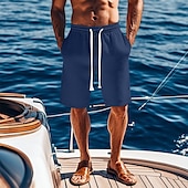 economico Vacanza-Per uomo Shorts Shorts di Lino Pantaloncini Estivi Shorts da Spiaggia Tasca Coulisse Elastico in vita Semplice Comodità Traspirante Lunghezza al ginocchio Vacanza Ferie Spiaggia Vacanza Hawaiano Nero
