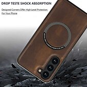 Χαμηλού Κόστους Samsung Θήκη-τηλέφωνο tok Για Samsung Galaxy S22 S22 Plus Ultra Α53 A52 Πίσω Κάλυμμα Μαγνητική Υποστήριξη ασύρματης φόρτισης Ανθεκτική σε πτώσεις Ρετρό TPU PU δέρμα