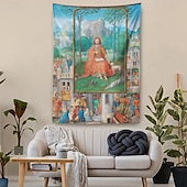 billige Religiøs vev-Middelaldersk Teppe Middelalder Hengevev Stort Teppe Veggdekor Fotografisk Bakgrunn Teppe Gardin Hjem Soverom Stue Dekorasjon