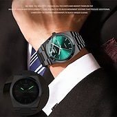 baratos Relógios Quartz-Um relógio masculino moderno e original com pulseira de liga de estilo empresarial, com classificação de resistência à água ipx7, data luminosa e visor de dia, caixa de relógio esportivo de quartzo