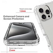 abordables Carcasas iPhone-teléfono Funda Para Apple AirTag iPhone 16 Pro Max Plus iPhone 15 14 Pro Max Plus iPhone 13 Pro Max Funda Trasera Transparente Antigolpes TPU ordenador personal
