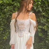 olcso Fűzők-Retró Középkori Reneszánsz Fűző Prsluk Bustier Női Kelta Fantasy Mindszentek napja Farsang Álarcos mulatság Parti Alkalmi / Napi LARP Felnőttek Fűző