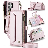abordables Coques Samsung-téléphone Coque Pour Samsung Galaxy S25 Ultra A55 A35 A25 A15 5G A72 A52 A32 A22 A12 S10 Plus Étui Portefeuille avec Lanière Avec Dragonne Support TPU faux cuir