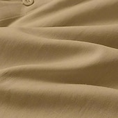 preiswerte Urlaub-Herren Hemd Leinenhemd Stehkragenhemd Sommerhemd Strandbekleidung Freizeithemd Einfarbig Urlaub Kreuzfahrt Schwarz Weiß Blau Khaki Langarm Kragen Bekleidung