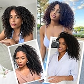 billige Syntetisk hårforlengelse-Krøllete klips i hårextensions urbeauty rosa mango 6 stk proteinsilke kinky krøllete hårextensions klips for svarte kvinner hår mykt naturlig slitesterkt lett lang levetid