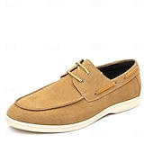 cheap Casual-Men&#039;s Beige Faux Suede Boat Shoes with Lace-Up Design – Comfortable Casual Footwear for Weekend, Vacation &amp; Daily Use