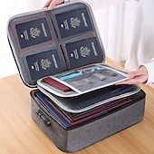 economico deposito bagagli e viaggi-Scatola portadocumenti e portacertificati portatile per laptop, 1 pezzo di borsa portaoggetti dal design unico con lucchetto a combinazione, organizer per file di grande capacità a 3 strati, leggero,