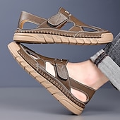 Χαμηλού Κόστους Υπαίθριες σάντες-Ανδρικά καφέ slip-on σανδάλια εξωτερικού χώρου με ελαστικά λουράκια και αναπνεύσιμο mesh επάνω μέρος για καλοκαιρινές περιπέτειες