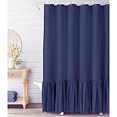 economico Tende doccia-Tenda da Doccia Rustica Raffa Boho Testurizzata Lavabile in Lavatrice per Bagno