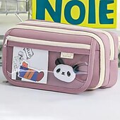 cheap Pencil Cases &amp; Holders-Large Capacity Storage Bag with 9-layer Pencil Case Transparent Compartment and Magnetic Button Flap for Easy Retrieval