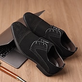 cheap Formal-Men&#039;s Oxfords Brogue Walking British PU Leather Suede Breathable Comfortable Slip Resistant Lace-up Dark Brown Black Blue Fall Winter