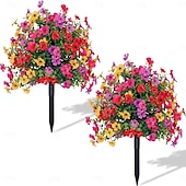 abordables Plantas y Flores Artificiales-Violeta de simulación con enchufe de tierra y estaca, decoración de flores artificiales para jardín, planta falsa para patio al aire libre, césped o decoración del hogar.