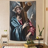 halpa Uskonnollinen kudos-Keskiaikainen Gobeliini Keskiaika Jeesus Roikkuva Gobeliini Seinätaide Suuri Gobeliiniseinämaalaus Valokuva Tausta Viltti Verho Koti Makuuhuone Olohuoneen Koristelu