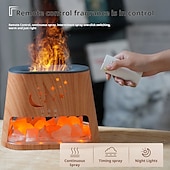 preiswerte Dekorative Lichter-1 Stück Aromatherapie-Maschine aus natürlichem Stein, Luftbefeuchter, buntes Flammen-Atmosphärenlicht mit ätherischem Ölzusatz, hohler Stern, Mond, Salzstein, dekoratives Licht, Fernbedienung, Timing,