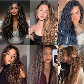 abordables Clip dans les extensions-Extensions de cheveux à clips marron 6 pièces extensions de cheveux 22 extensions de cheveux synthétiques longs bouclés ondulés postiches de cheveux naturels épais et ondulés