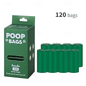 abordables Toilettage pour chiens-Nouveau sac à crottes de chien recyclable et écologique, sac de rangement portable, clip mains libres, sac à déchets pour animaux de compagnie, 8 rouleaux avec tête à clip
