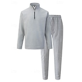 economico Tute da ginnastica-Per uomo Tuta da Ginnastica Pantaloni da Tuta Pista superiore Tasca con cerniera Tinta unita Completo Abbigliamento Autunno Nero Bianco Palestra Athleisure Corsa Antivento Manica Lunga Sport