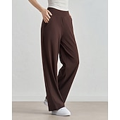 preiswerte Yogahosen &amp; Pumphosen-Damen Fitnesshose Pilates-Hosen Yogahose Mit Taschen Leicht Hohe Taille Fitnessstudio Pilates Zumba Unterteile Einfarbig Schwarz Weiß Dunkelmarine Herbst Sport Sportkleidung Mikroelastisch Lässiger