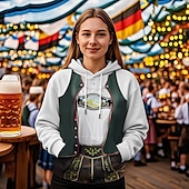 levne Mikiny s kapucí-Pivo Oktoberfest Kapuce Tisk Přední kapsa Grafika Pro Dámské Dospělé Karneval Pivo Oktoberfest 3D tisk Dovolená Párty