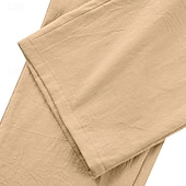 cheap Holiday-Men&#039;s Linen Pants Trousers Summer Pants Beach Pants Pocket Straight Leg Plain Comfort Breathable Vacation Daily Holiday Hawaiian Boho Black White