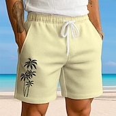 economico pantaloncini felpati 3d da uomo-Per uomo Albero di Cocco Piante Tropicali Pantaloncini Waffle Pantaloncini da tuta Pantaloncini casual Misura del girovita medio Moda Casual Vacanza Jogging Allenamento Coulisse elastica in vita