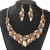 abordables Parures de Bijoux-un parure de bijoux de mariée 1 ensemble Zircon Strass 1 Collier Boucles d&#039;oreilles Femmes Mode Personnalisé Luxe Mignon Fantaisie Forme de Feuille irrégulier Parure de Bijoux Pour Mariage Soirée