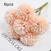 abordables Plantas artificiales-6 bolas de flores artificiales de crisantemo y diente de león para sala de estar, cerámica, decoración de bodas y arreglos florales de imitación.