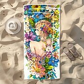 お買い得  ブランケット＆毛布-柔らかく吸収性のあるビーチタオル - 軽量で速乾性があり、砂がつきにくいデザインで、ビーチ、プール、旅行に最適です。