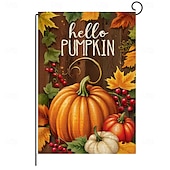 levne halloweenské nástěnné tapisérie-Halloweenská zahradní vlajka na Den díkůvzdání - oboustranný sezónní banner na zahradu pro podzimní dekorace - odolná a povětrnostním vlivům odolná polyesterová vlajka pro venkovní trávník, verandu nebo zahradní dekoraci
