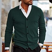 preiswerte Herren Strickjacke-Herren Pullover Strickjacke Kurzer Pullover Gerippt Stricken Normale Oberteile Gestrickt Einfach V Ausschnitt Aufwärmen Moderne zeitgenössische Lässig Alltagskleidung Bekleidung Frühling &amp; Herbst