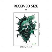 levne Halloween samolepky-Halloweenská samolepka na zeď 3D lebka realistický děsivý průlomový design lebky, samolepicí bytová dekorace do obývacího pokoje sváteční atmosféra